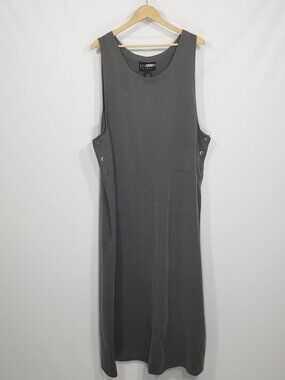 In Focus Olive Maxi Dress Side Buttons Women's Plus 2X
